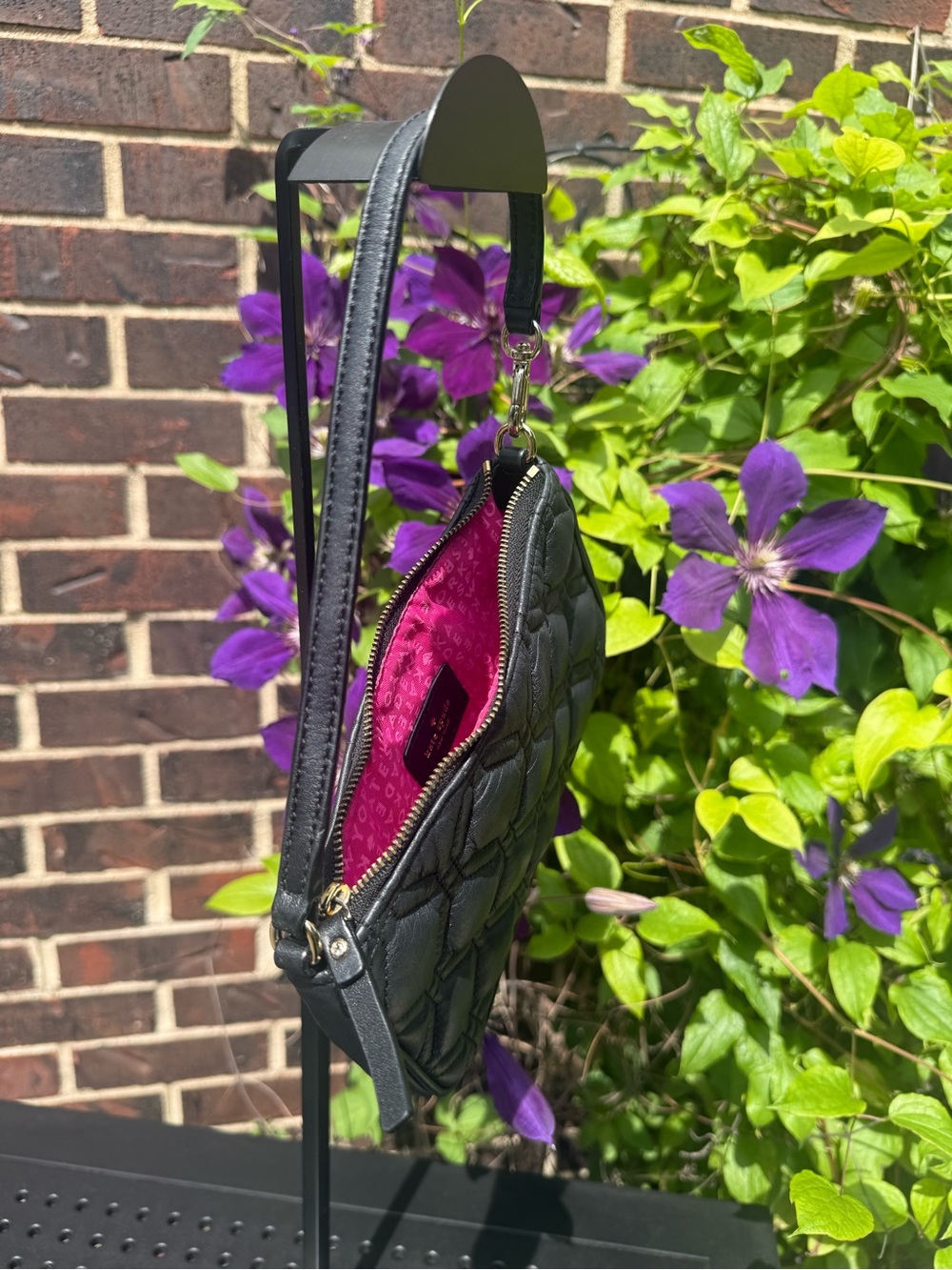 Kate Spade Black Quilted Leather Pouch Wristlet Y2K mini bag - Picture 5 of 16
